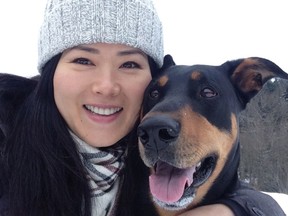 Nanami Ushiroji and her dog Coby.