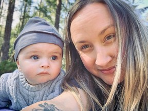 Laura Jokinen of Errington and son Harlan. Jokinen had unexplained pain after her C-section last year only to find out 10 weeks later it was the result of a medical device left inside her.