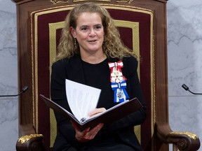 Governor General Julie Payette delivers the speech from the throne at the Senate.