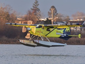 Harbour Air pilot and CEO Greg McDougall flies the world's first all-electric, zero-emission commercial aircraft during a test flight in a de Havilland DHC-2 Beaver from Vancouver International Airports South Terminal on the Fraser River in Richmond, British Columbia, Canada, December 10, 2019.