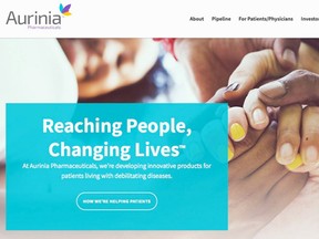 Website of Aurinia Pharmaceuticals.