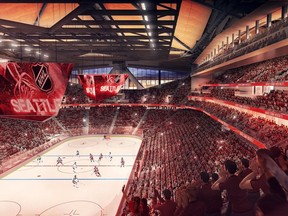 Seattle doesn't have a name for its new NHL franchise, or players, or coach, but it has an updated rendering of its new arena when its renovation is complete.