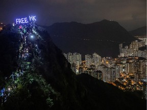Anti-government protesters gather at Lion Rock, in Hong Kong, China September 13, 2019.