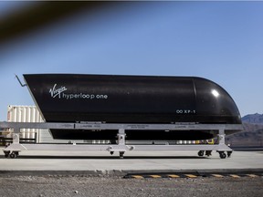 A passenger pod at the Virgin Hyperloop One test center in Moapa, Nev., Feb. 11, 2019. The system would put passengers in pods hurtling through vacuum tubes. Other companies are moving ahead with similar plans.