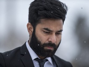 Jaskirat Singh Sidhu, the driver of the transport truck involved in the deadly crash with the Humboldt Broncos' bus, enters his sentencing hearing in Melfort, Sask. on Jan. 31, 2019.