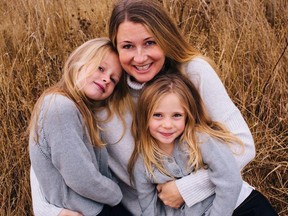 Sarah Cotton, with her daughters Chloe, left, and Aubrey Berry in October of 2017. In September, following a fiercely contested trial, the 47-year-old Andrew Berry was found guilty by a B.C. Supreme Court jury on two counts of second-degree murder for killing his children.