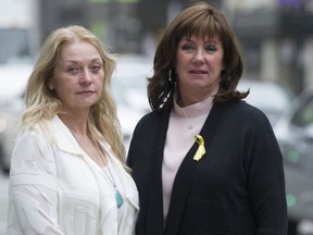 Pattie Fair (left) lost her husband in a vehicle crash in 2017 and Ginny Hunter lost her stepson in the 2018 Humboldt Broncos bus crash. The women met with B.C. Attorney-General David Eby on Thursday and were scheduled to meet with Claire Trevena, B.C. Minister of Transportation and Infrastructure, in Victoria on Friday in their push to make highways safer.