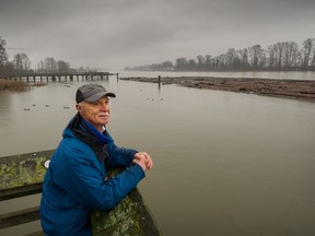 Mark Angelo, chairman of the Outdoor Recreation Council, looks out over the Fraser River from near the foot of Kerr Street in Vancouver on Monday.