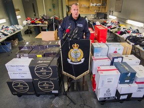 Vancouver police announced Wednesday they had raided a stolen retail property market operating out of a home on the city's east side.