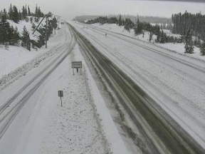 Highway 97C on Tuesday, Dec. 31, 2019, after the route was shut by a commercial truck fire.