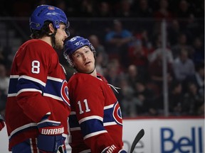 Brendan Gallagher of the Montreal Canadiens, right, speaks with teammate Ben Chiarot during an NHL game in Montreal earlier this month. The former Vancouver Giant has drawn respect and praise from former teammates and scouts.