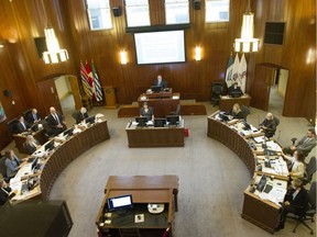 Vancouver city council debates the 2020 budget in council chambers at Vancouver city hall on Dec. 17, 2019.