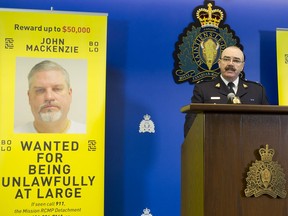 Insp. Stephen Corp speaks at a news conference at RCMP headquarters in Surrey.