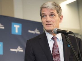 TransLink CEO Kevin Desmond speaks following a meeting of the Mayors' Council in New Westminster on Thursday.