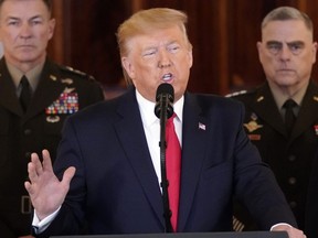 U.S. President Donald Trump speaks from the White House on Jan. 08, 2020 in Washington, DC.