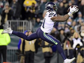 DK Metcalf of the Seattle Seahawks catches a pass for a touchdown during last Sunday's NFC wild-card playoff game against the Philadelphia Eagles at Lincoln Financial Field in Philadelphia, Pa.