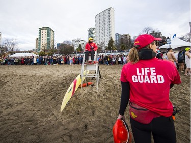 The Vancouver Parks Board holds the 100th annual Polar Bear Swim at English Bay beach