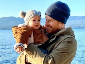 Harry and Meghan, the Duchess of Sussex, have shared a new photo of their son Archie on Instagram. It's believed the photo - with the Saanich Inlet in the background - was taken near Victoria,  while the family spent the holidays in Saanich.  Photograph By THE DUKE AND DUCHESS OF SUSSEX VIA INSTAGRAM [PNG Merlin Archive]