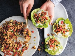 Bell pepper, zucchini, lean ground poultry and low-sugar hoisin sauce make these Chinese Chicken Lettuce Cups a healthful family meal.