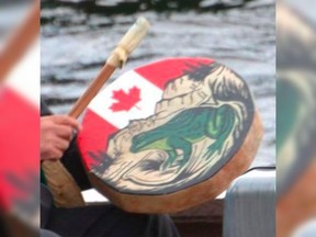 Vancouver police are hoping the public can help locate irreplaceable Indigenous regalia and drums that were stolen from a parked vehicle last week. This image shows one of multiple drums that were taken.
