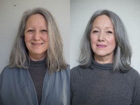 Marianela Martinez before, left, and after her makeover with Nadia Albano.