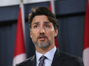 Prime Minister Justin Trudeau speaks at a news conference in Ottawa on Jan. 11, 2020.