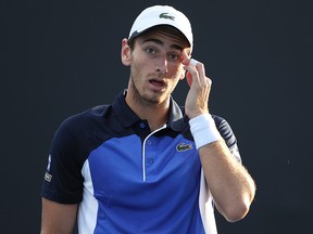Elliot Benchetrit of France reacts during his match against Yuichi Sugita at Melbourne Park on January 21, 2020 in Melbourne. (Mark Kolbe/Getty Images)