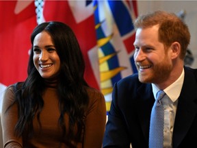 Prince Harry and Meghan at Canada House earlier this month.