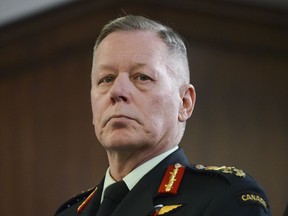 Chief of Defence Staff Jonathan Vance attends a bilateral meeting between Prime Minister Justin Trudeau and Latvian President Egils Levits in London on Tuesday, Dec. 3, 2019.