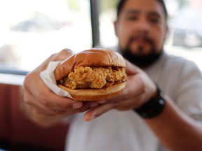 A Popeyes chicken sandwich.