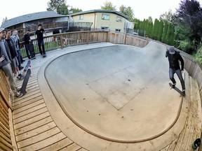 The five-bedroom home at 20824 Stoney Avenue in Maple Ridge, listed Thursday, is a "massive south exposed rear yard with a professionally installed concrete skateboard bowl."