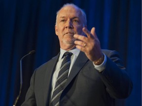 B.C. Premier John Horgan speaks at the leader's luncheon at the 77th annual Truck Loggers Association in Vancouver.