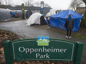 Tent city at Oppenheimer Park in Vancouver.