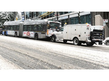 Buses in trouble as the Lower Mainland is under an extreme weather warning with most schools closed and people advised to stay home if possible in Vancouver on Jan. 15, 2020.