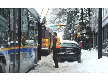 Buses in trouble as the Lower Mainland is under an extreme weather warning with most schools closed and people advised to stay home if possible in Vancouver on Jan. 15, 2020.