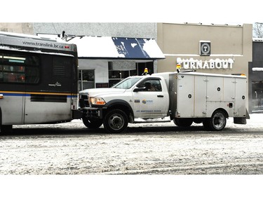 Buses in trouble as the Lower Mainland is under an extreme weather warning with most schools closed and people advised to stay home if possible in Vancouver on Jan. 15, 2020.