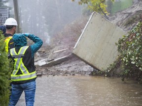 Mudslide at Bayview Drive and Barnet Road in, Burnaby, January 23 2020.