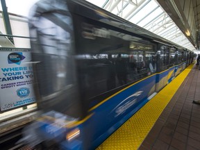 File photo: A SkyTrain leaves Surrey Central SkyTrain station.