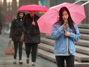 Environment and Climate Change Canada says Thursday will start out with heavy rain, tapering to showers in the afternoon.