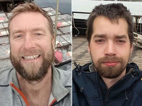 Brock Rainey (left) and David Cobban have been identified as two of the five missing fishermen on board the Scandies Rose.
