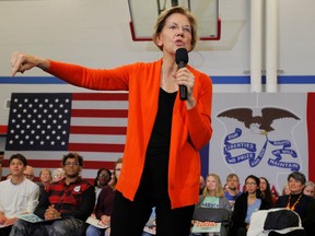 U.S. Democratic presidential candidate and U.S. Senator Elizabeth Warren (D-Mass.) speaks at a campaign town hall meeting in Marshalltown, Iowa, on Jan. 12, 2020.