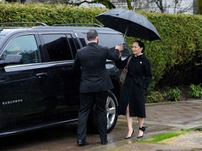 Huawei Chief Financial Officer Meng Wanzhou leaves her home to attend her extradition hearing at B.C. Supreme Court in Vancouver, British Columbia, Canada January 23, 2020.