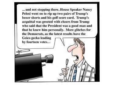 Graham Harrop cartoon for Friday, Feb. 8, 2020.