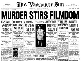 The William Desmond Taylor murder dominated the front of the Vancouve Sun on Feb. 3, 1922.