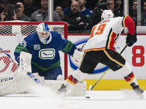 Matthew Tkachuk had a lot of time to deke Jacob Markstrom on Saturday.