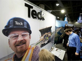 Signage at the Teck Resources Ltd. booth, seen on Tuesday, March 6, 2012 at the Prospectors and Developers Association of Canada's annual convention and trade show in Toronto.