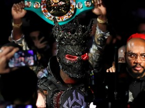 Deontay Wilder walks to the ring before the fight.