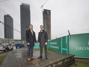 Grosvenor Americas' Michael Ward, senior vice-president of development, and Marc Josephson, vice-president of development, at the parcel of land that Grosvenor has purchased near Brentwood Mall.