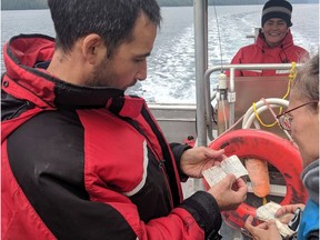 A bottle found by kelp harvesters off the coast of B.C. in the summer of 2019 contained a poem written in Indonesian.