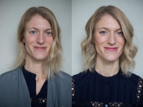 Nadia Albano gave civil engineer Franziska Hawes a refreshing new look. On the left is Franziska before her makeover, on the right is her after.
